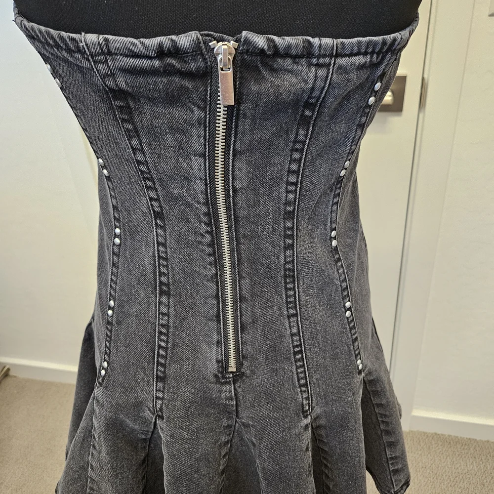 Wild Fable Black Denim Backless Dress, size S